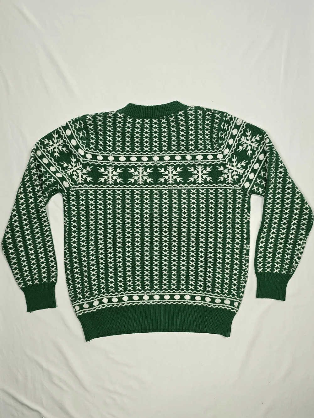iClosam Green Reindeer Fair Isle Christmas Sweater Size L